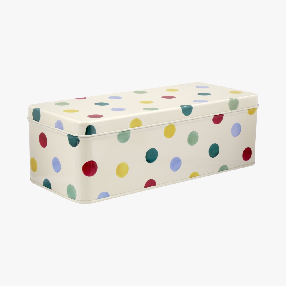 Polka Dot Print Long Deep Storage Tin By Emma Bridgewater